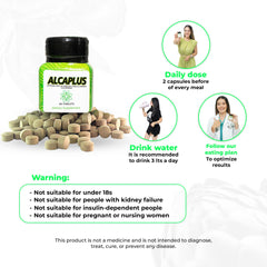 ALCAPPLUS bottle side view highlighting convenient capsules for appetite control
