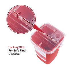 Alcedo Sharps Container snap-lock closure for secure final disposal.