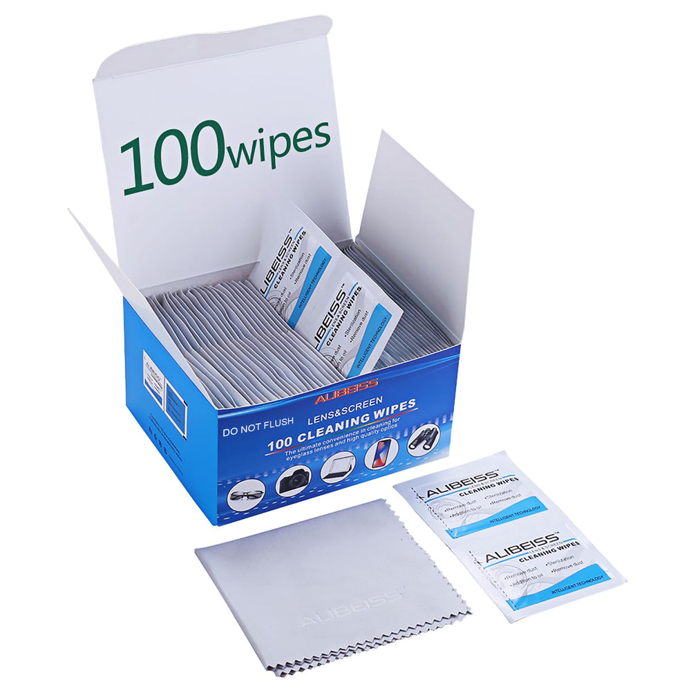 ALIBEISS pre-moistened lens wipes clean glasses and screens lint-free