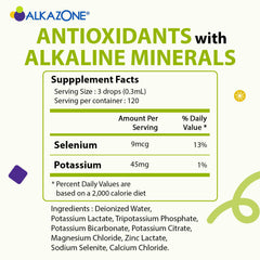 Alkazone Balance glass of water with drops adding minerals and pH balance