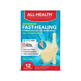 All Health Advanced Smart Healing hydrocolloid bandages package shows moisture-friendly protection for minor wounds