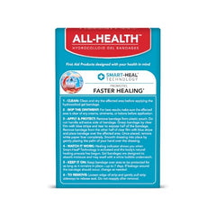 All Health bandages variety sizes open box demonstrates flexible coverage for blisters and small cuts