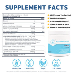 Bio-Heal adult powder tub with 13B CFUs, vitamins, and zinc for daily digestion
