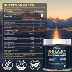 ALLBIZ Shilajit gummies with Ashwagandha and Gokshura—texture close-up.