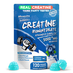 Allcoovita Creatine Gummy bottle with 120 gummies for daily workout support
