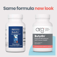 Allergy Research Group ButyrEn packaging box reflects professional-grade hypoallergenic sourcing