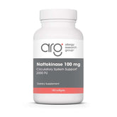 Allergy Research Group nattokinase softgel bottle shows heart health support.