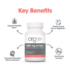 Allergy Research Group Zen GABA L-Theanine capsules being poured for daily use