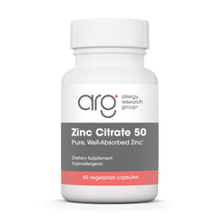 Allergy Research Group Zinc Citrate bottle front for daily immune support potential