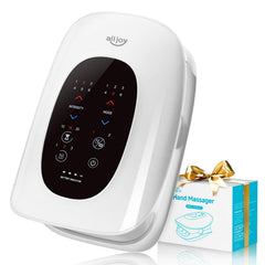 ALLJOY hand massager front view, compact desk-ready design for quick relief