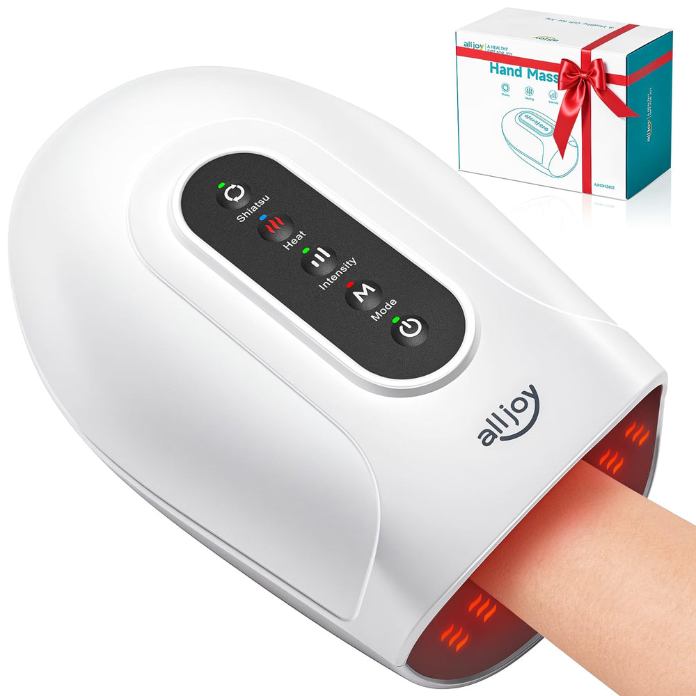 ALLJOY hand massager kneading action delivering targeted relief for tired hands.