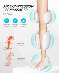 ALLJOY leg massager shows 2 heating levels to warm feet and knees.