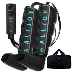 ALLJOY Pro-Grade Leg Massager boot on leg for targeted thigh and calf recovery.