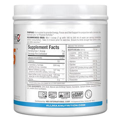 ALLMAX A:CUTS nutrition panel highlights caffeine and amino acids for daily use