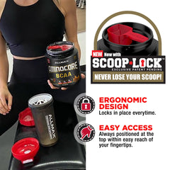 Powder being poured into a glass demonstrates quick mixability and drinkability.