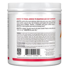 Measuring scoop shows powder portion for precise AMINOCUTS serving.