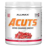 ALLMAX AMINOCUTS tub label closeup highlights the convenient amino blend.