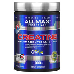 ALLMAX Creatine Monohydrate powder bottle highlighting high purity for energy during workouts