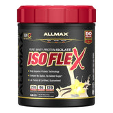 AllMax ISOFLEX bottle with label highlighting pure whey protein isolate for clean daily nutrition