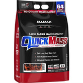 ALLMAX QUICKMASS Chocolate bottle pour shows energy support for workouts.