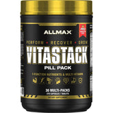AllMax Vitastack pack front view with daily nine-pill serving for energy support.