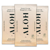 ALO Sweet Orange Bergamot Aloe wipes front pack showing travel-size portability
