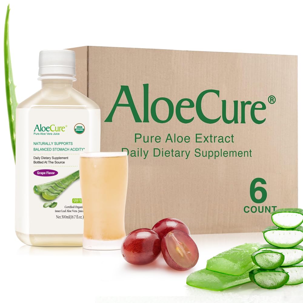 AloeCure grape flavor bottle front for daily hydration and refreshing taste.