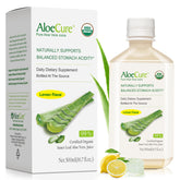 AloeCure lemon flavor bottle showcasing digestive wellness support and refreshing citrus notes.