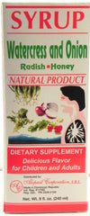 Alopecil watercress-onion-radish-honey syrup bottle pour supports daily wellness