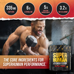 ALPHA LION Core pre-workout shaker with fruit punch mix ready to blend.