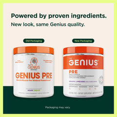 AlphaSize ingredient graphic on Genius Pre shows premium nootropic support.