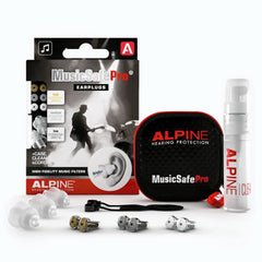 Alpine MusicSafe Pro earplugs in a transparent case offering high-fidelity sound protection.