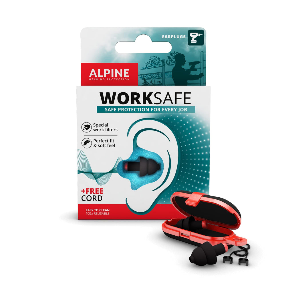 Alpine WorkSafe earplugs in ear showing comfortable fit for site use