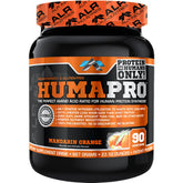 ALR Humapro Mandarin Orange bottle on display, emphasizing the vegan amino acid matrix for lean muscle.