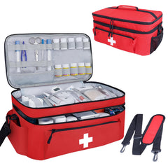 ALSLEA first aid bag double-layer design with quick-access pockets.