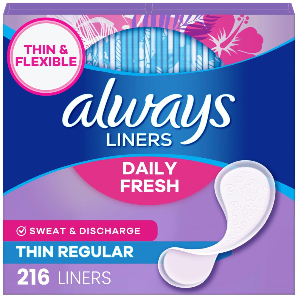 Always Daily Fresh Thin Liners box front shows slim discreet daily protection.