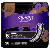 Always Discreet Boutique long pad 28-pack offers long-lasting protection for daily wear.