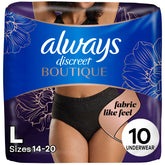 Always Discreet Boutique Underwear in black with soft, breathable fabric for daily wear