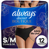 Always Discreet Boutique black pull-on underwear with sleek look and comfortable fit
