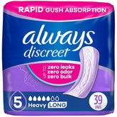 Always Discreet heavy absorbency pad shown for daily bladder protection and comfort