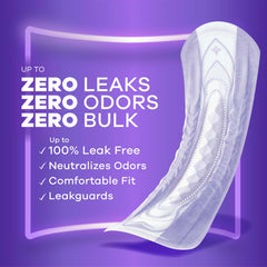Always Discreet long length pad offering full coverage during extended wear