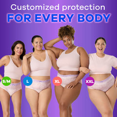 Always Discreet super absorbent core absorbs leaks quickly into gel.