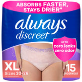 Always Discreet underwear for women extra-large, secure and comfortable fit.