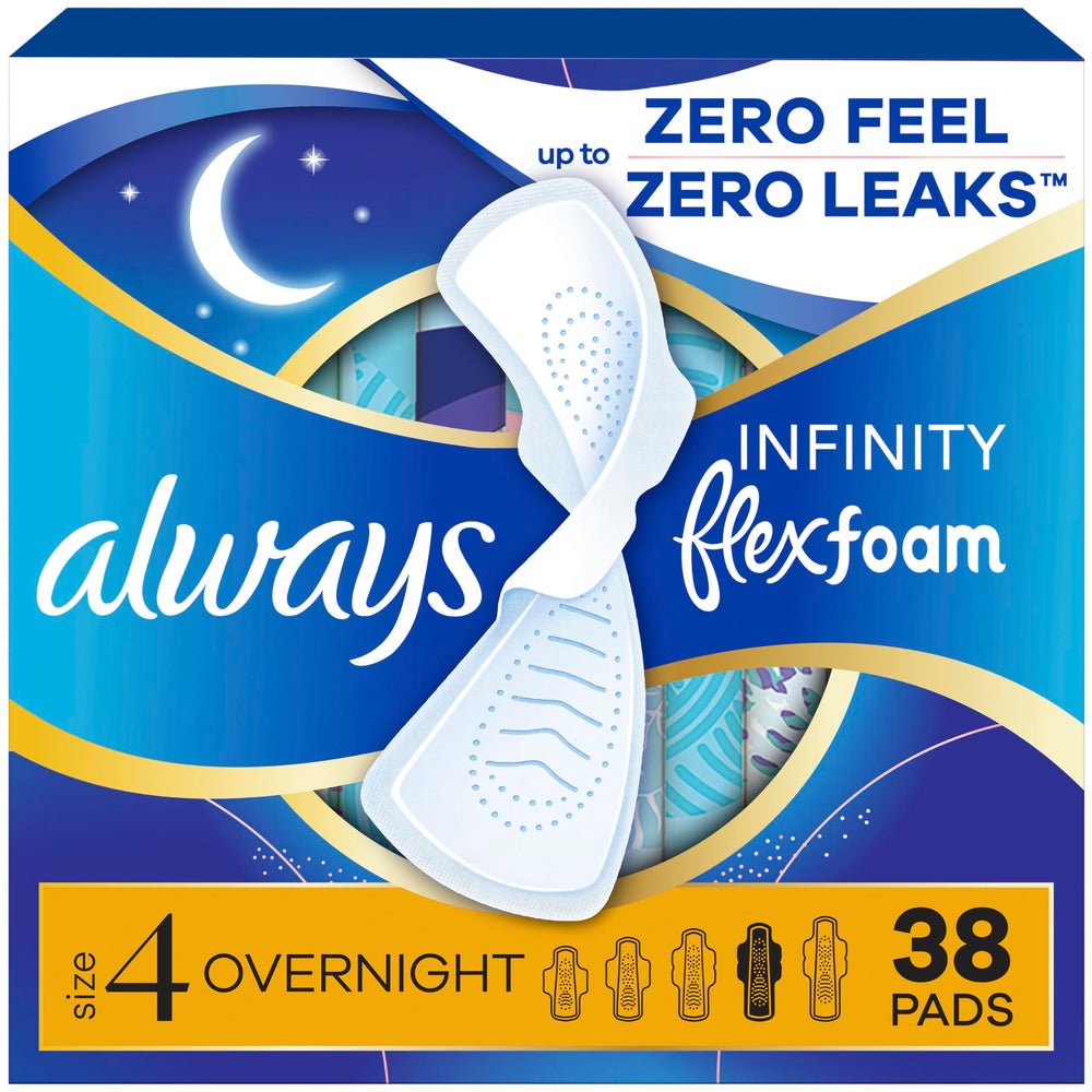 Always Infinity FlexFoam pad with wings pack offers convenient all-day protection.