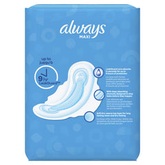 Always Maxi Dri-Weave cover delivers dry, clean protection throughout use.