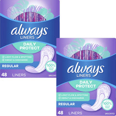 Always Radiant pantiliner regular unscented front view for everyday protection.