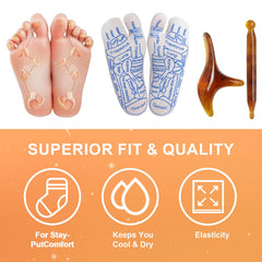 AM-reimay wing-shaped massager used with the socks for targeted pressure.