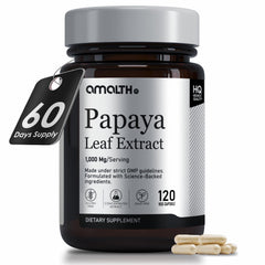 AMALTH Papaya Leaf Extract capsules bottle close-up highlighting digestive enzyme support