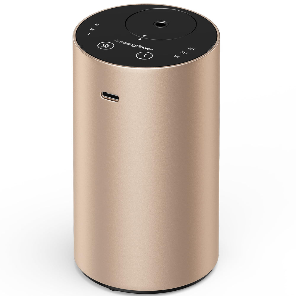 AMAZING FLOWER waterless diffuser top view shows premium desert titanium finish for modern homes.