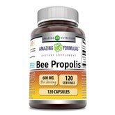 Amazing Nutrition Bee Propolis bottle front with 600 mg per serving, ideal for daily wellness.